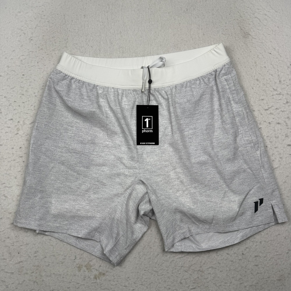 1st Phorm Shorts Mens XL Gray Lined Athletic 7 Inseam Drawstring Quick Dry Gym
